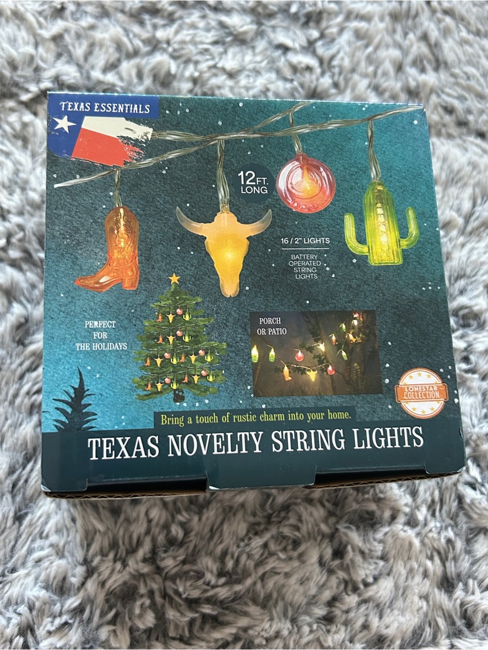 Essentials Texas Novelty String Lights - Green, Yellow, Orange, Red